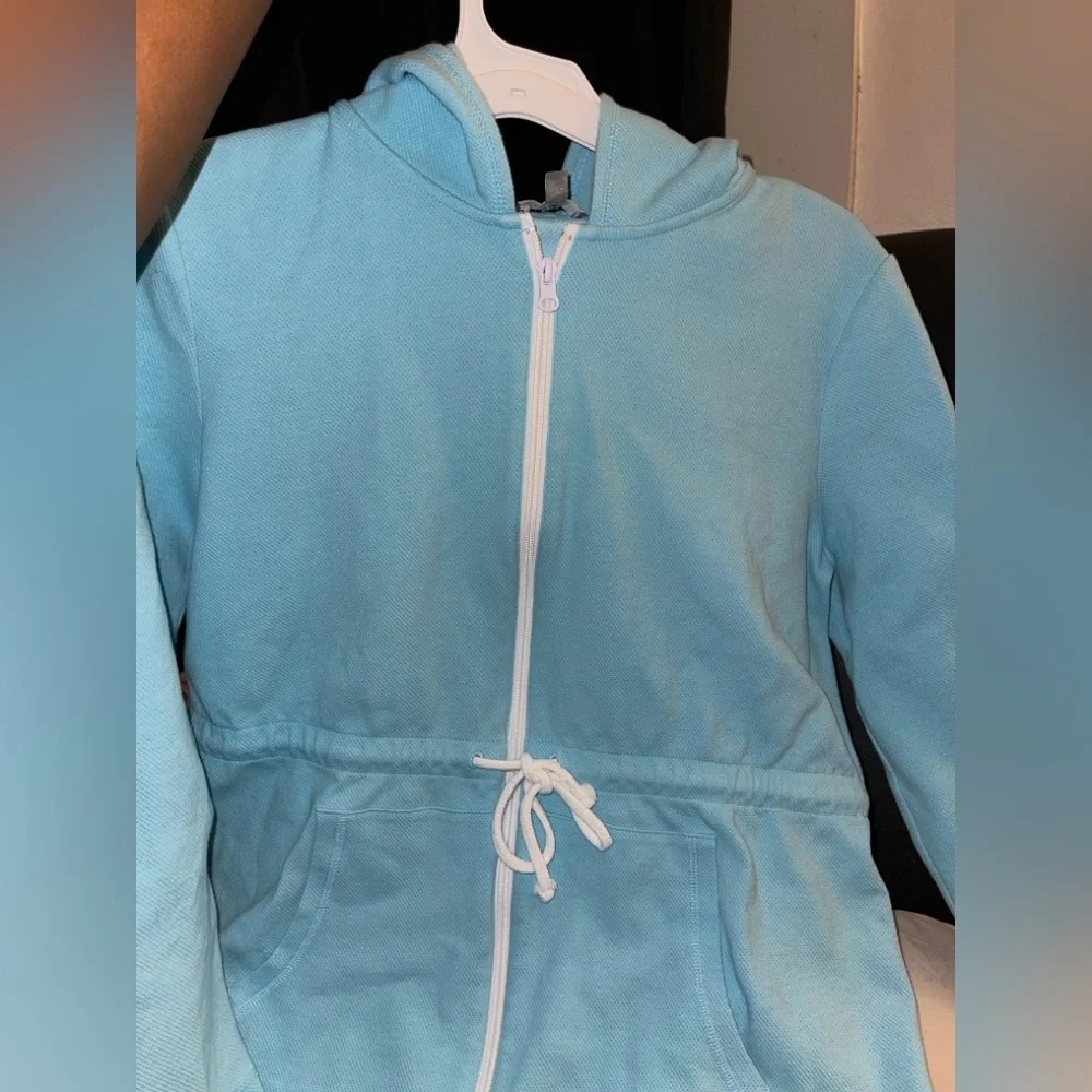 T by Talbots PIQUÉ DRAWCORD HOODED JACKET Size Medium - Picture 14 of 16